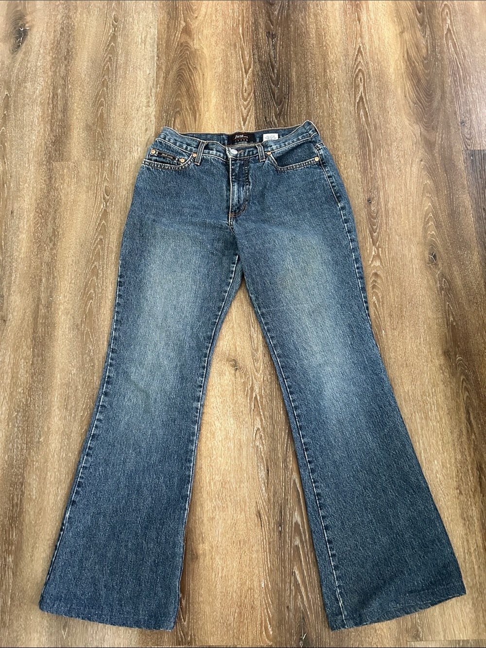 Just USA Women's Blue Flare Jeans - Classic Mid Wash